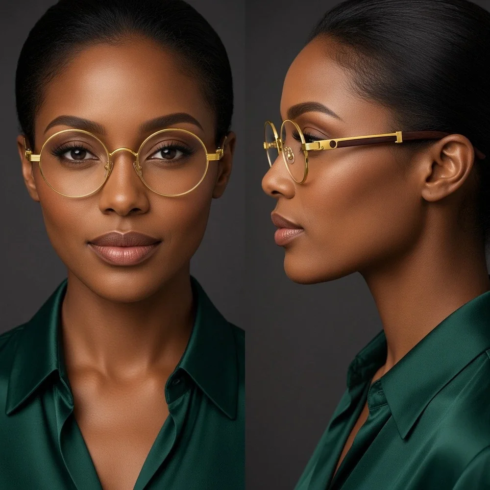 ROUND CIRCLE METAL BUFFS CLEAR LENS SUNGLASSES RETRO DESIGNER FASHION FESTIVAL